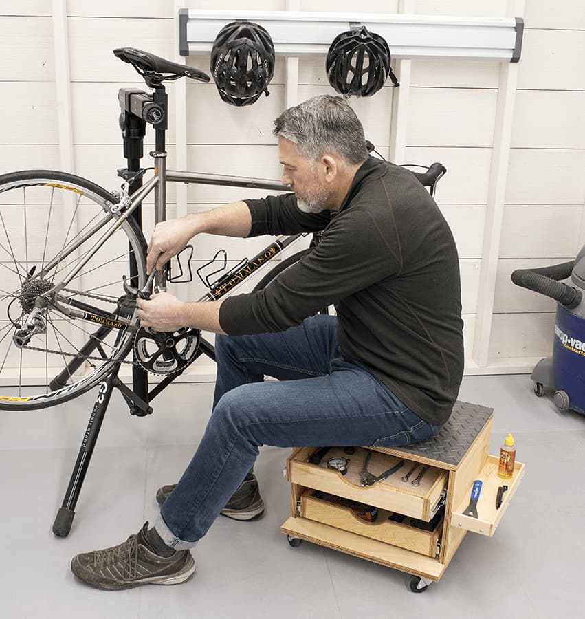 Rolling Work Seat and Tool-Storage Cart