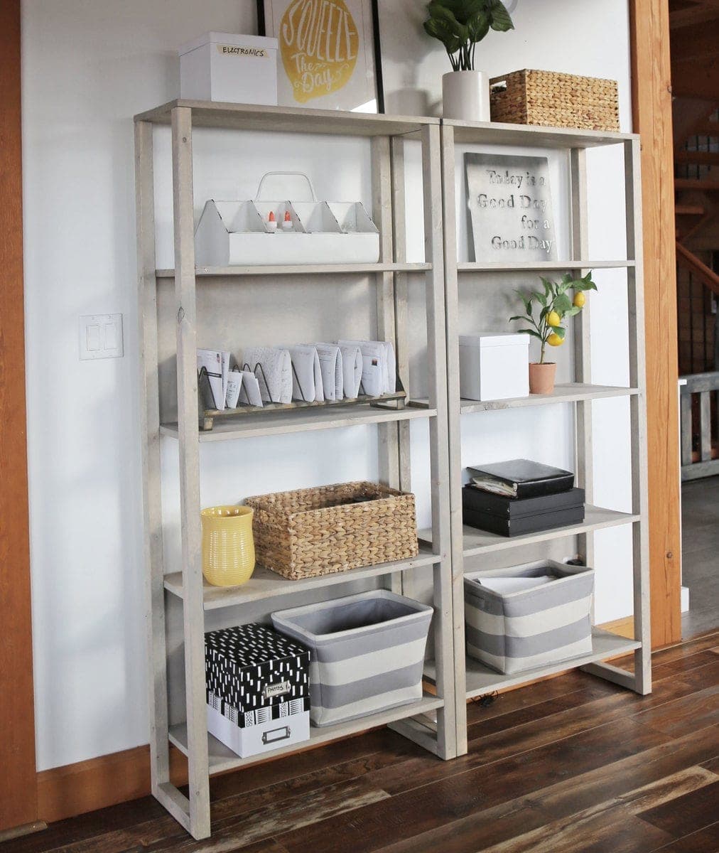 Budget industrial bookshelf on bare 2x2 legs