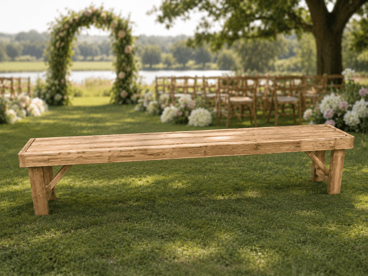 Simple stud-length wedding and event seating bench