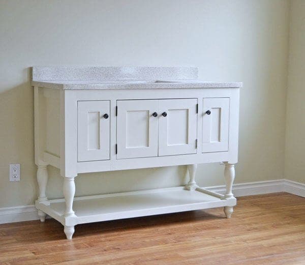 48 inch bathroom vanity with turned legs
