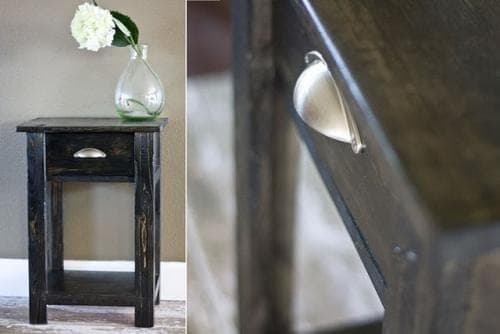 Simple two-tier nightstand with a plywood-sided drawer