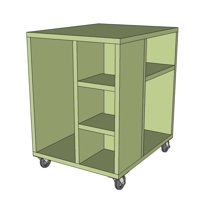 Small rolling cube cart with two cubby compartments for a computer tower