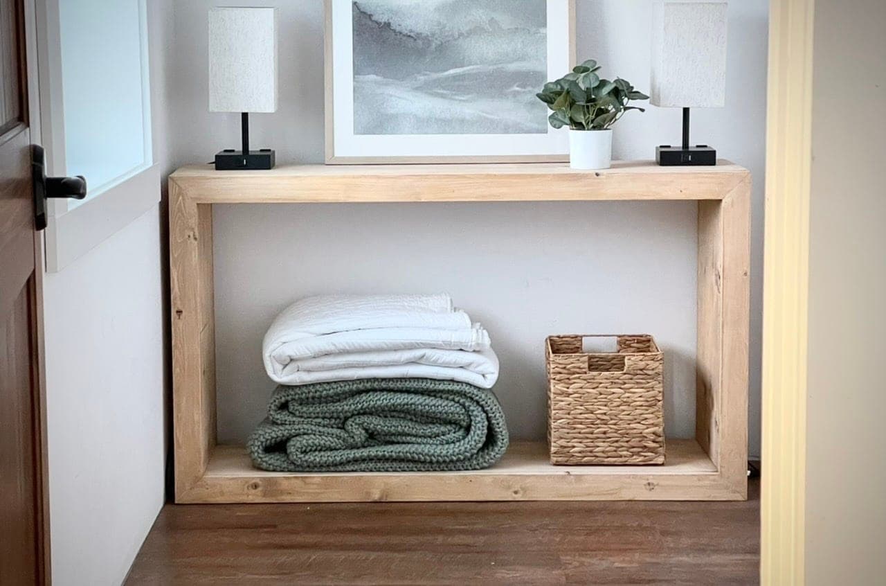 52-inch waterfall-framed entryway console table