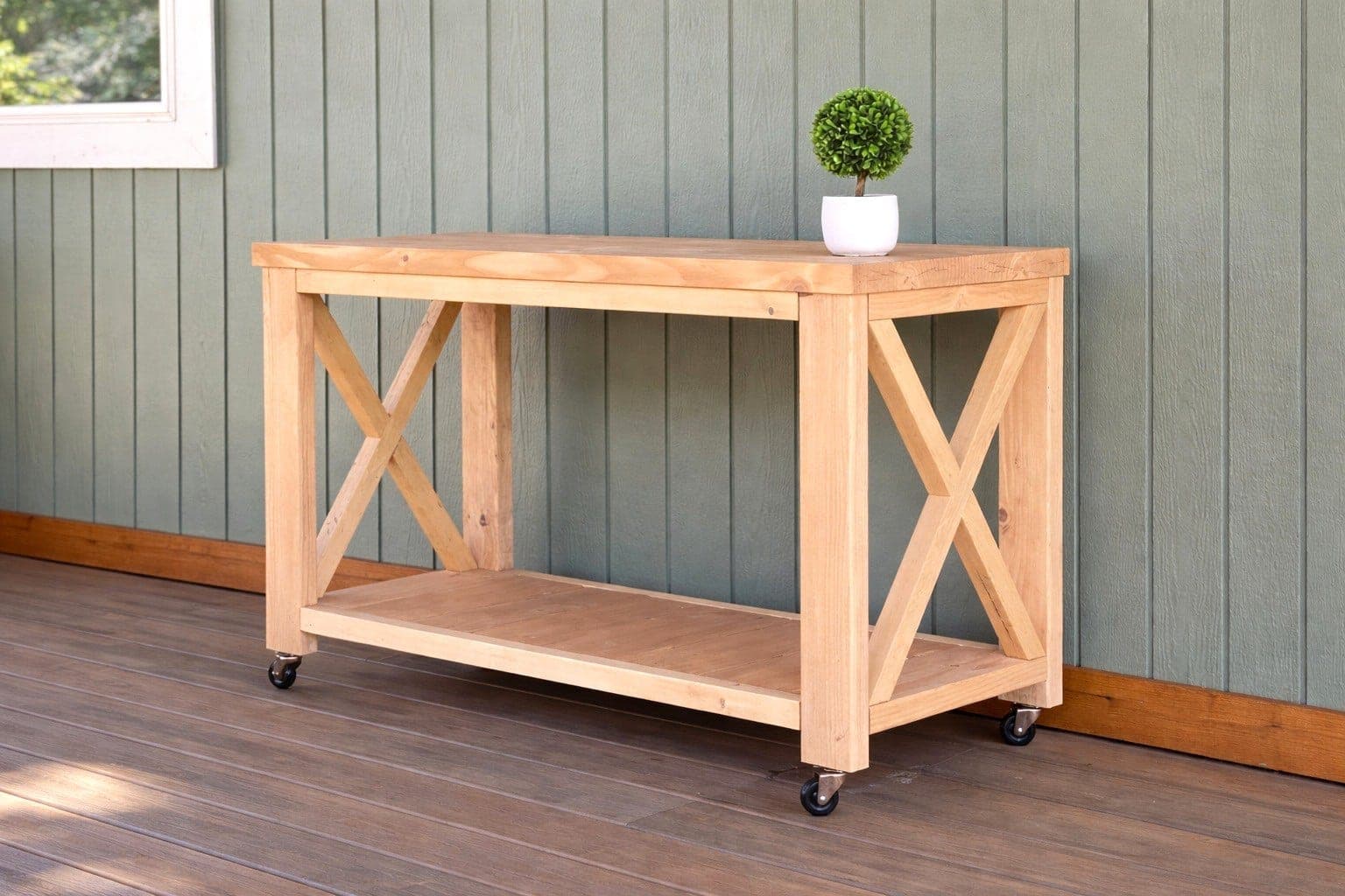 46-inch farmhouse console table with X-braced sides