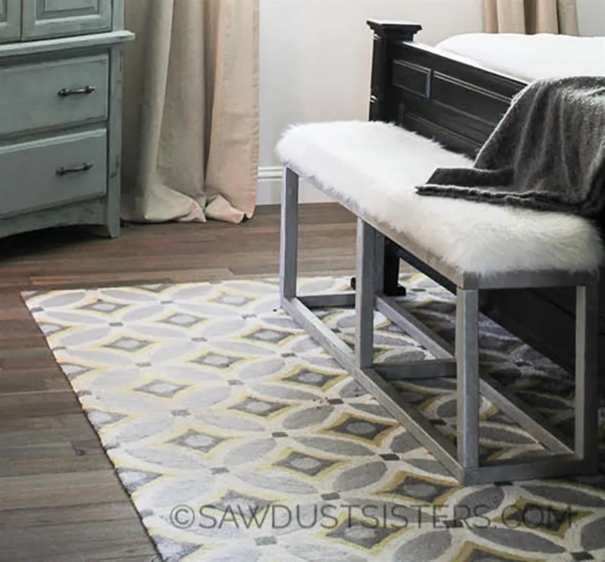 Upholstered Bench with Faux Metal Frame