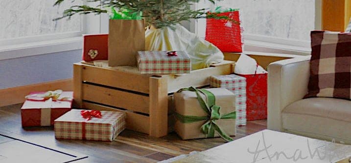Wood Christmas tree collar around a tree stand