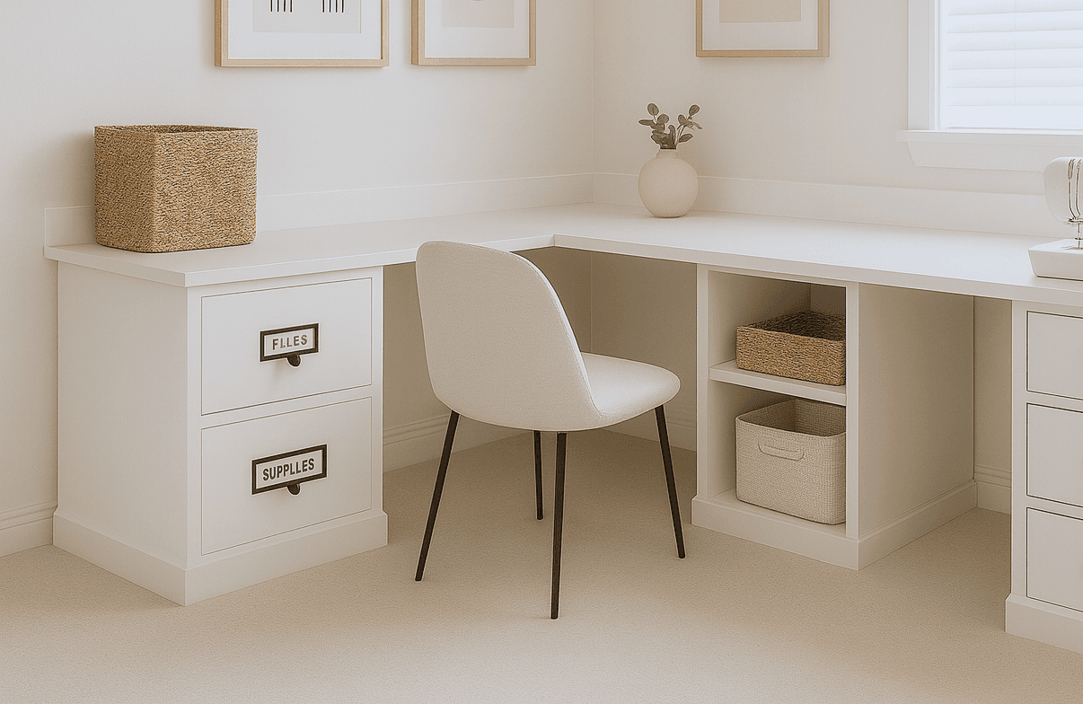 Narrow two-drawer modular office base unit