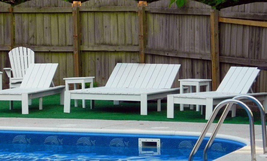 Double outdoor chaise lounger with reclining backrests