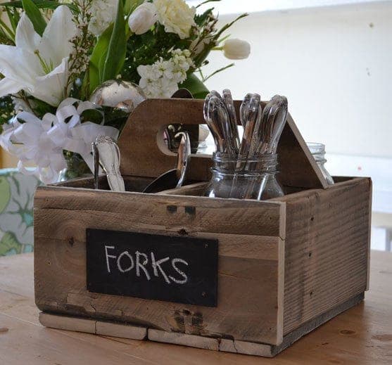 Rustic reclaimed-wood soda crate caddy with a cut-out handle