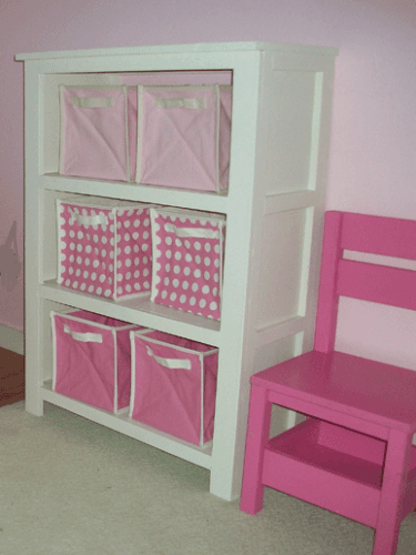 Three-shelf bookshelf with face-frame trim and built-up legs