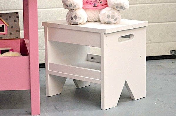 Small kids play table bench with storage shelf