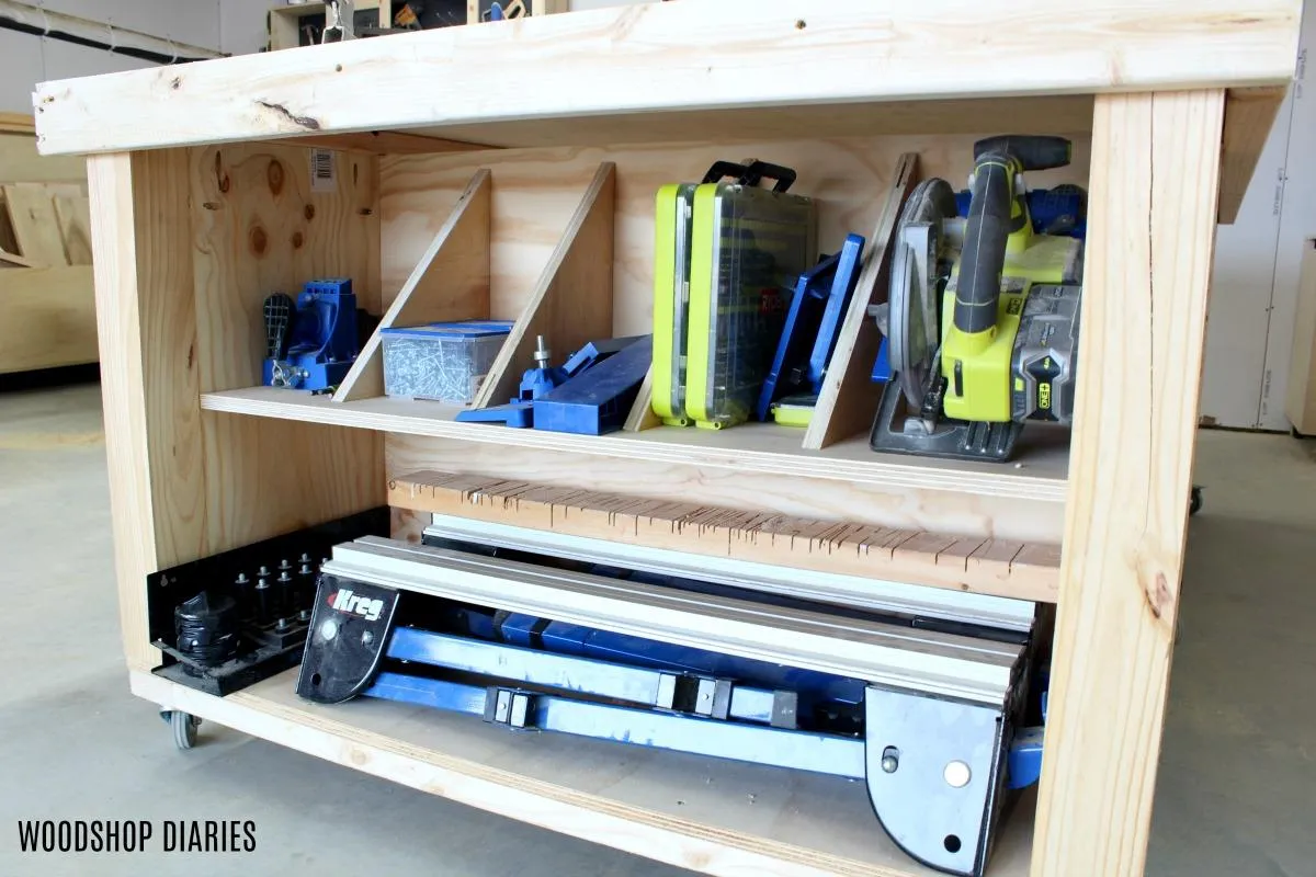 DIY Mobile Workbench with Storage Shelf — step photo 19