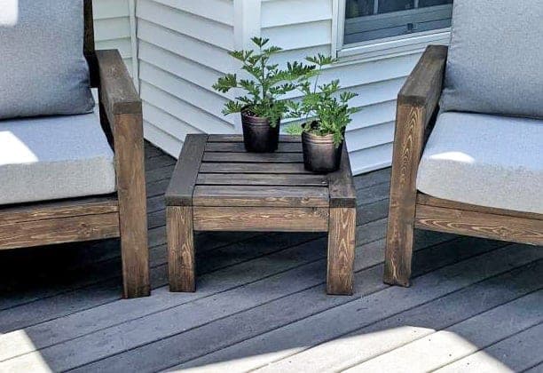 Chunky square outdoor side table built entirely from 2x4 lumber