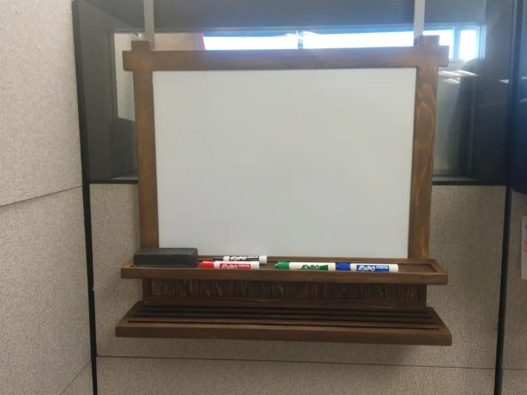 Framed Magnetic Whiteboard with a Lego Inlay Shelf