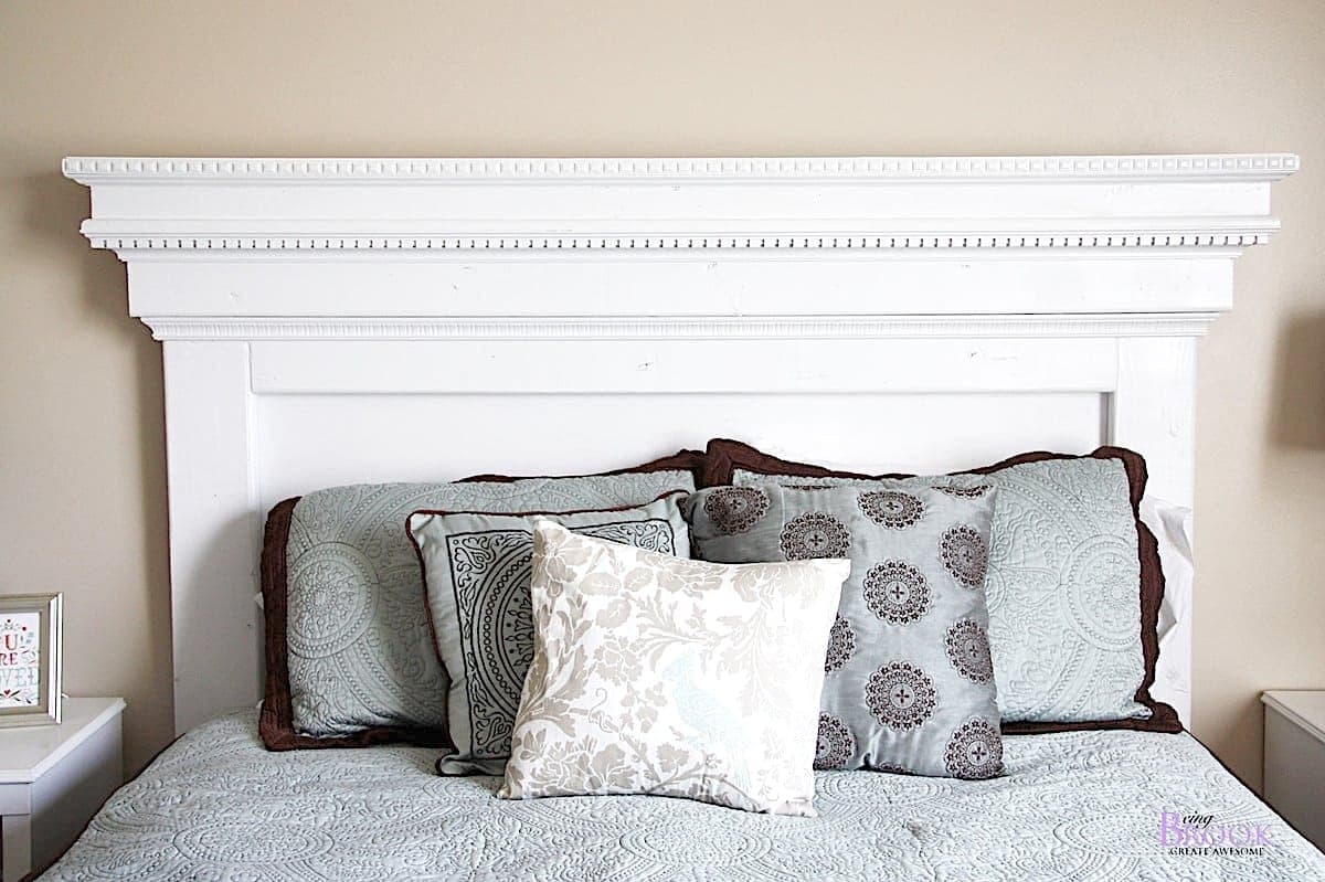 Queen headboard with applied mantle moulding