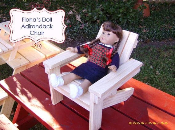 Doll-sized wooden Adirondack chair