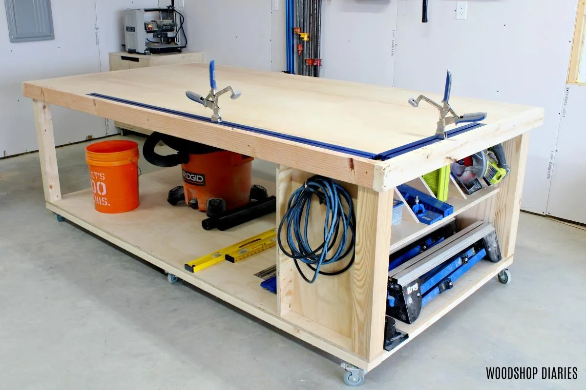 DIY Mobile Workbench with Storage Shelf