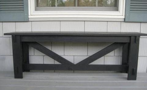 Slim 54-inch bench with X cross-bracing built from 1x boards
