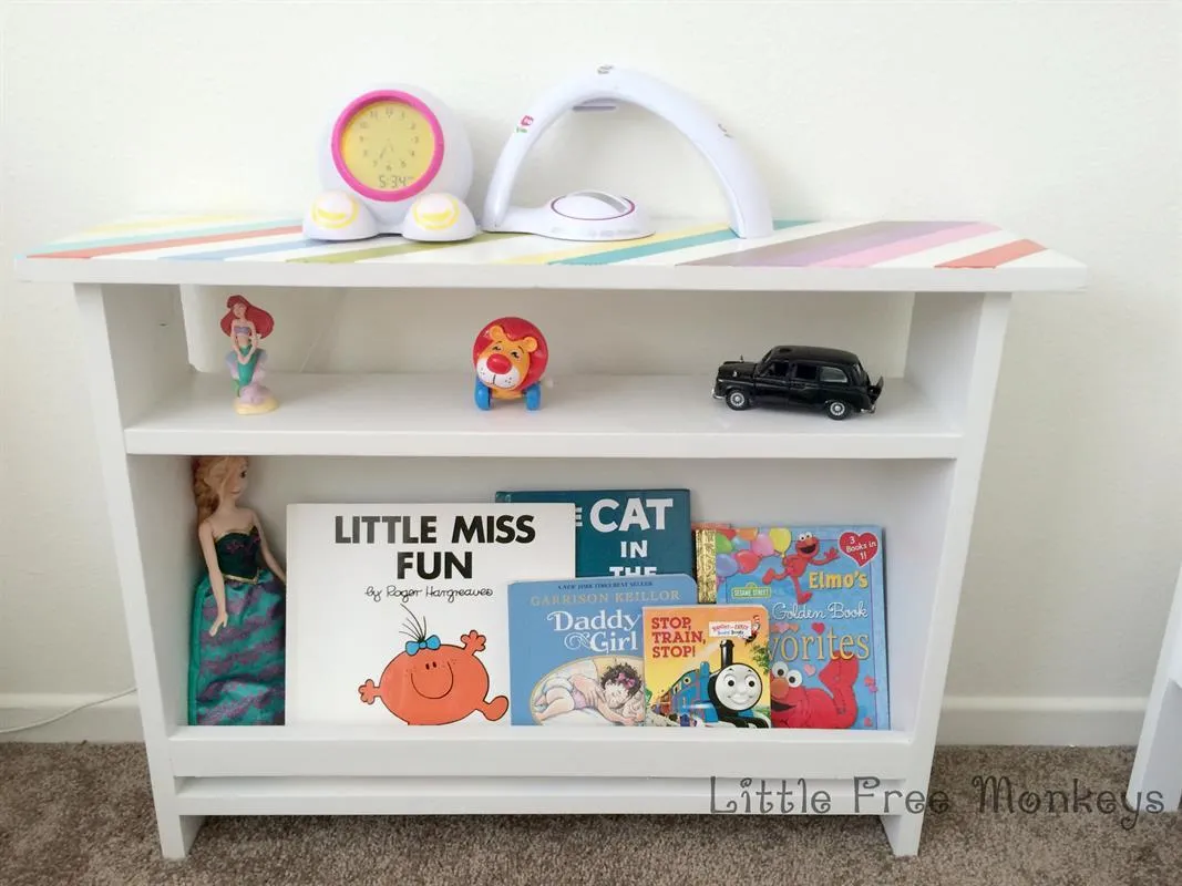 Kids bedside table with book storage