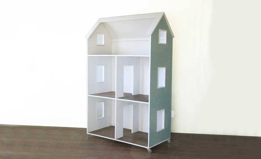 Large three-story wooden dollhouse scaled for 18-inch dolls