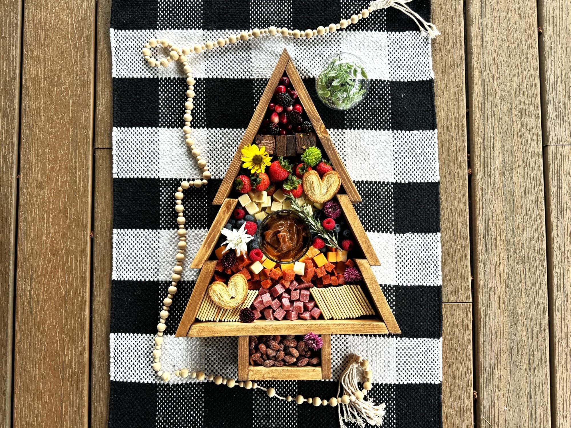 Layered wood Christmas tree tray