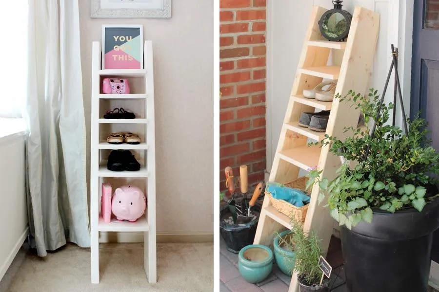 Rustic Ladder Shoe Shelf