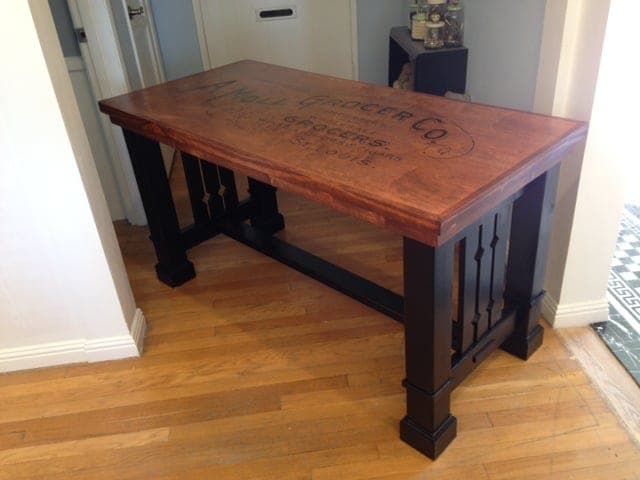 Mission-style dining table with 4x4 legs and diamond-cut slat panels