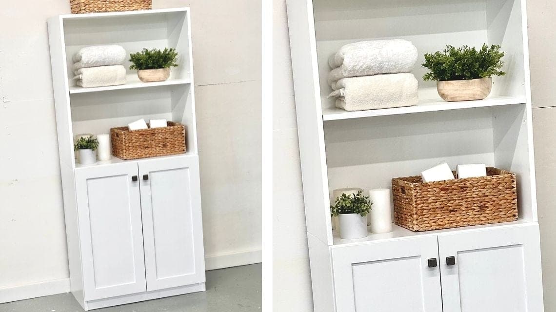 Tall narrow two-door bathroom cabinet