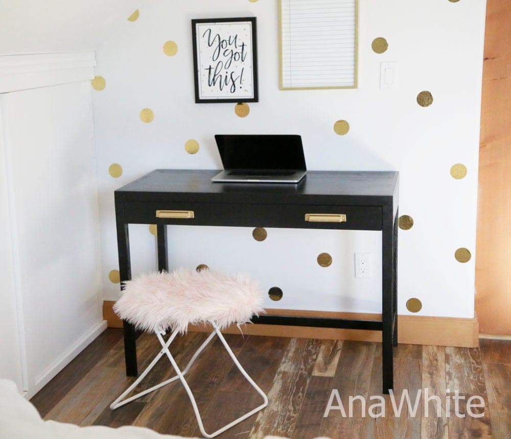 Simple writing desk with a single wide drawer and 2x2 legs