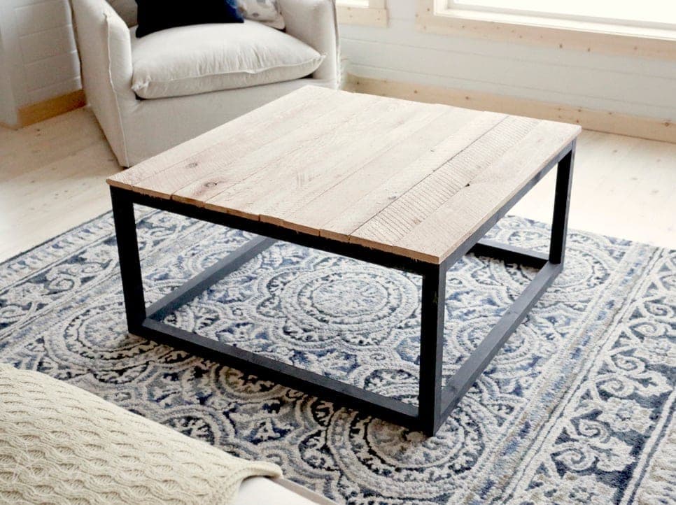 Square box frame industrial coffee table