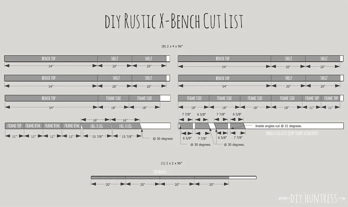 DIY Rustic X Bench With Shelf — step photo 6