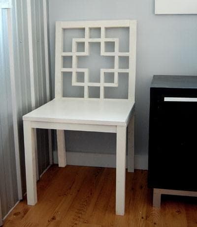 Modern chair with a back made of overlapping wooden squares