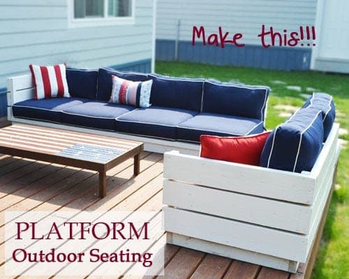 Low platform outdoor sectional module with slatted seat and solid back