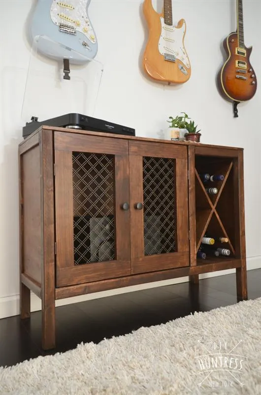 DIY Wooden Sideboard/Record Cabinet With Wine Rack