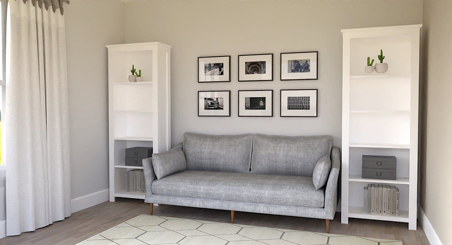 Tall narrow bookshelf tower with crown moulding