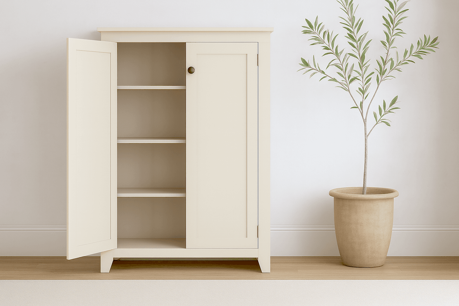 Tall farmhouse jelly cupboard with two plank doors