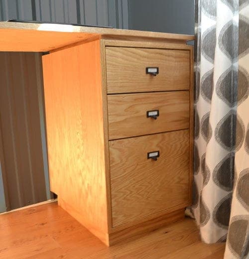 Plywood office file cabinet with three drawers and edge-banded edges