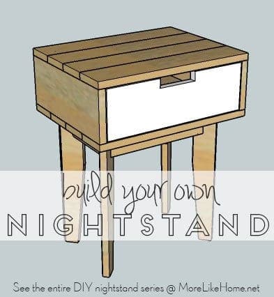 Small pine nightstand with hand-tapered legs and a single drawer