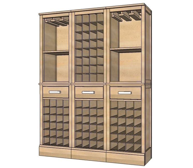 Modular bar hutch with a removable interlocking wine grid