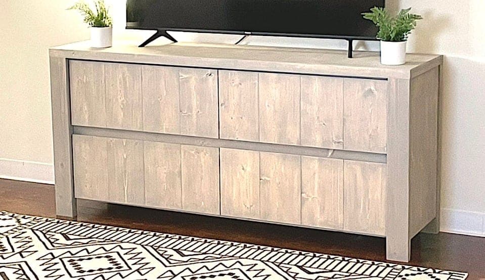 Rustic modern farmhouse dresser console with four drawers