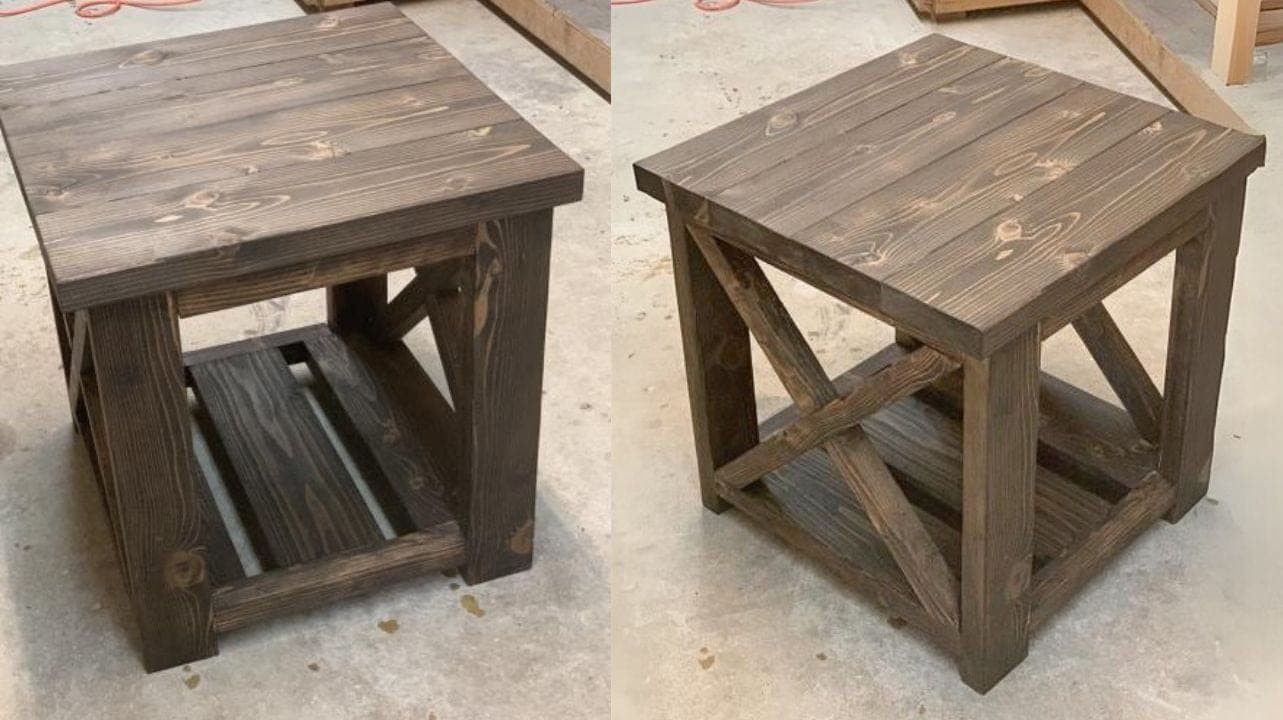 Small farmhouse side table with an X-leg detail