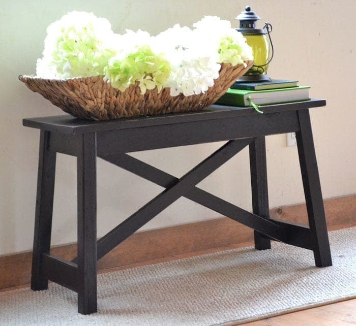 Splayed leg bench with double-beveled legs