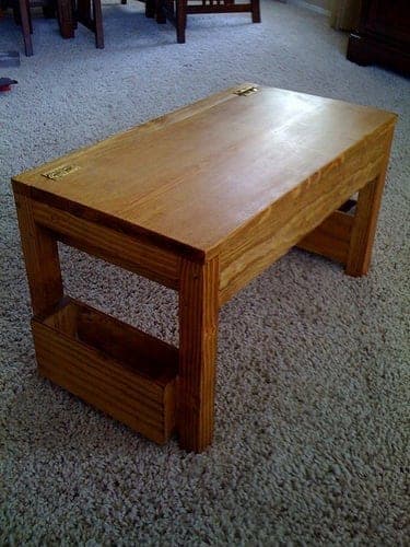 Wooden lap desk with a hinged storage lid and side cubbies