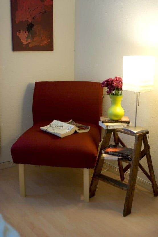 Low armless upholstered slipper chair