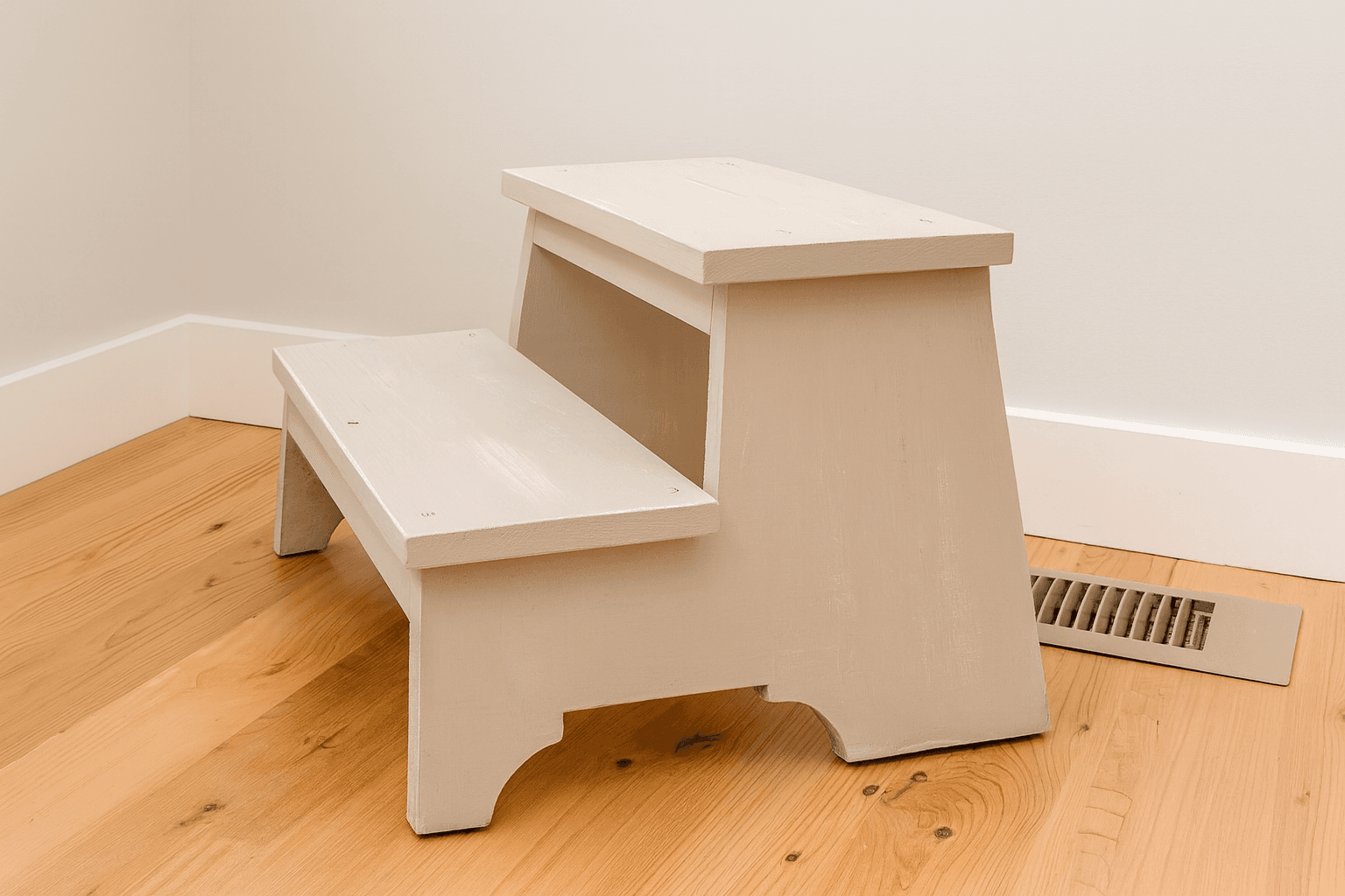 Two-step vintage-style wooden step stool