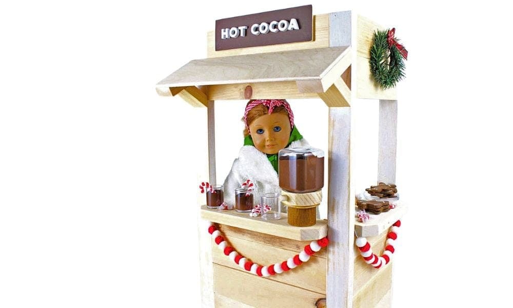 18-inch doll beverage stand with counter and awning