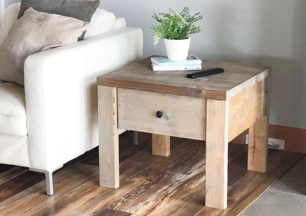 Simple end table or nightstand with one drawer on euro slides