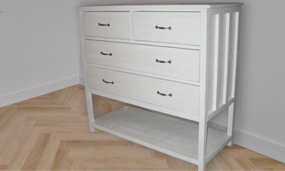 Mid-height 4-drawer dresser with board and batten front trim