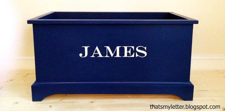 Lidless plywood toy box with base moulding trim