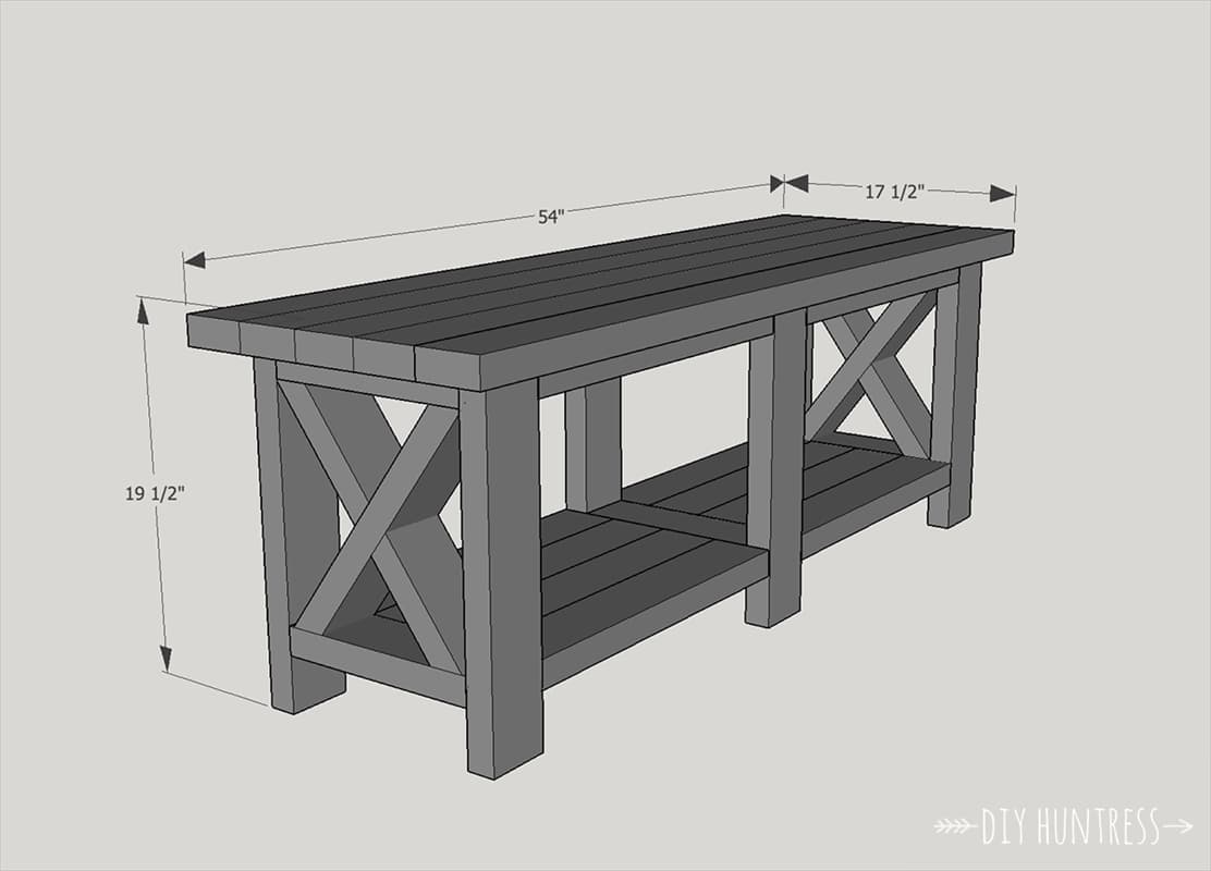 DIY Rustic X Bench With Shelf — step photo 5
